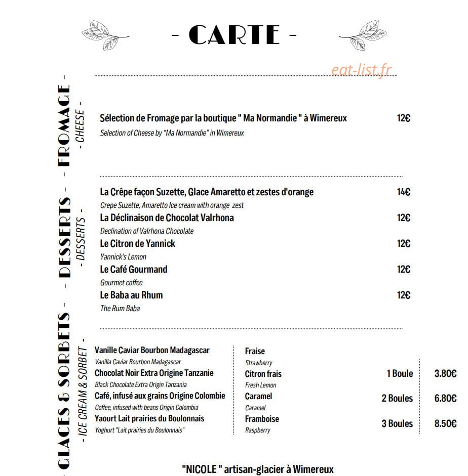 Restaurant Du Centre — carte page 2