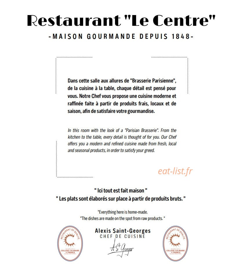 Restaurant Du Centre — carte page 6