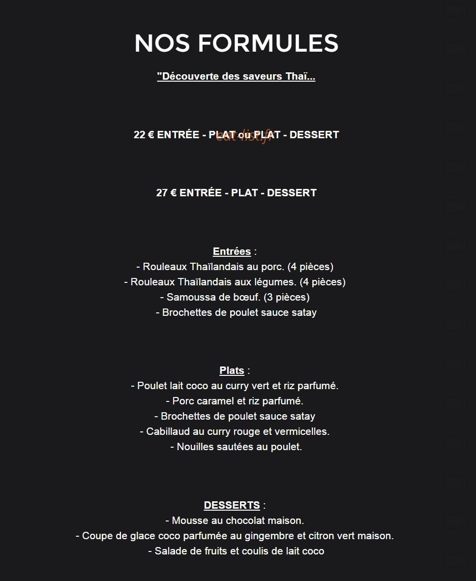 Thaï Curry — carte page 2