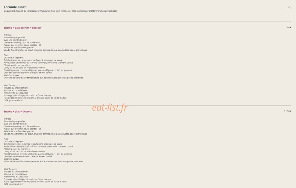 Chez Madeleine — carte page 9