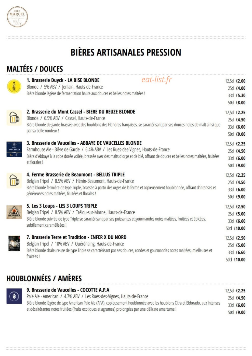 Chez Marcel — carte page 9