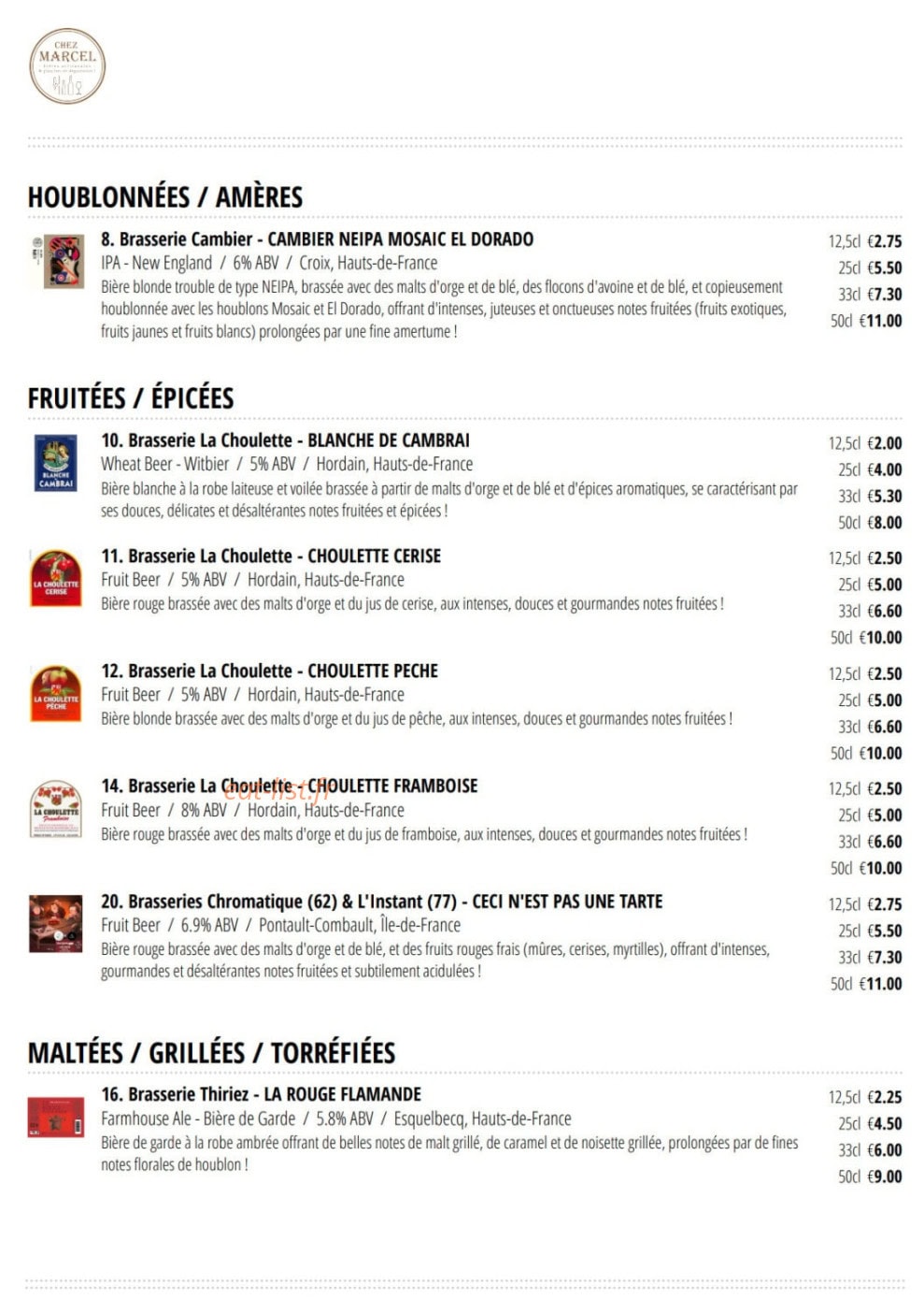 Chez Marcel — carte page 10