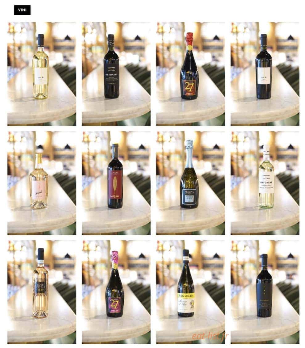 Carte et menu de Italian Trattoria à Noyelles Godault — Les vins