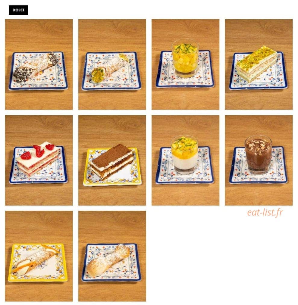 Carte et menu de Italian Trattoria à Noyelles Godault — Les desserts