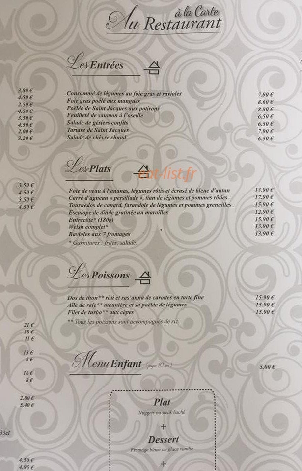 Au Restaurant — carte page 2