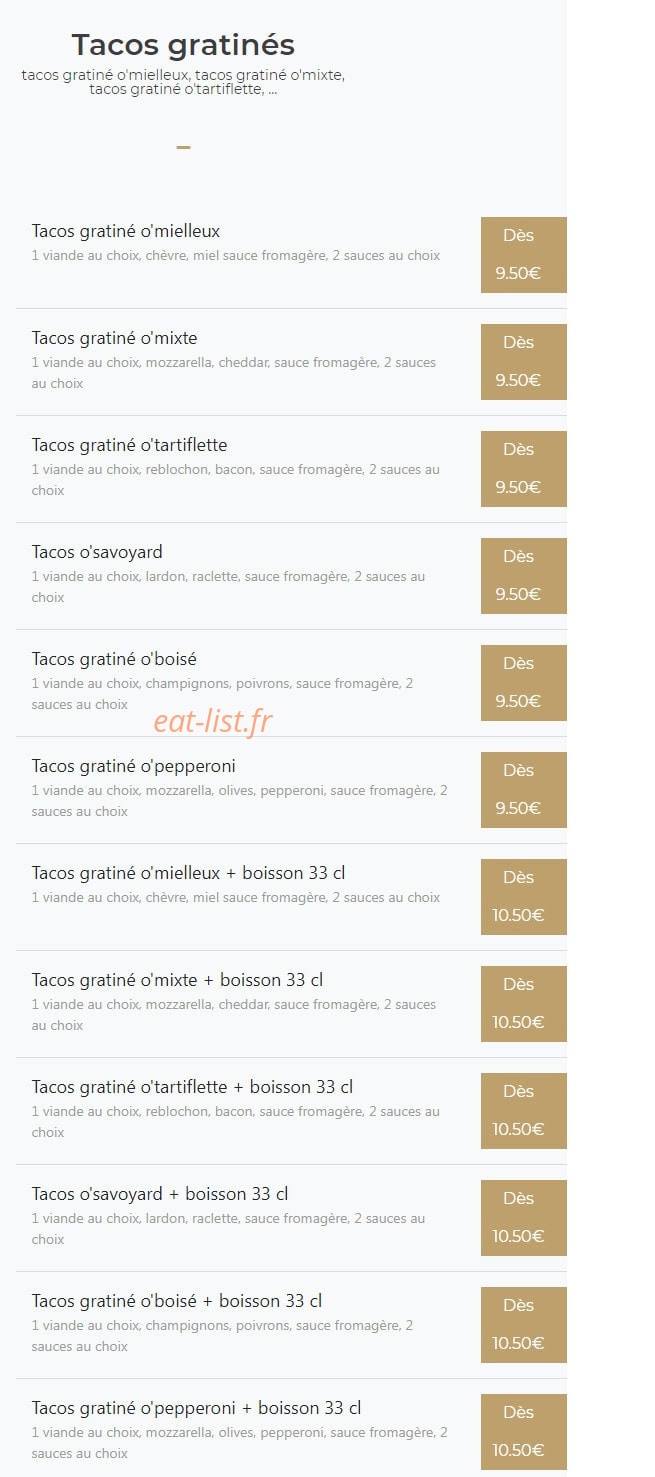 Allo Tacos — carte page 2