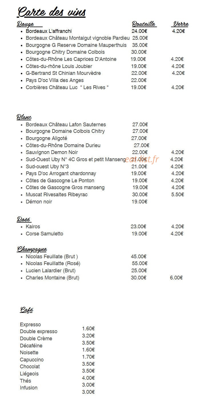 Au Comptoir — carte page 3