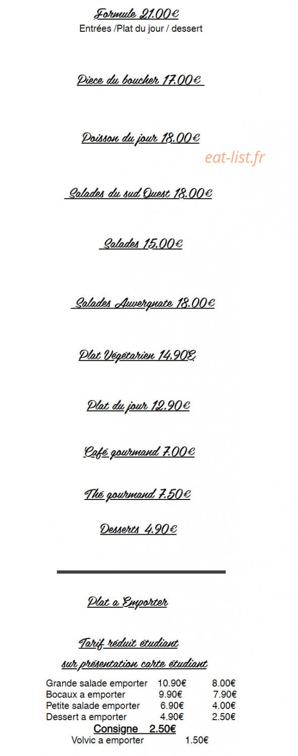 Au Comptoir — carte page 5