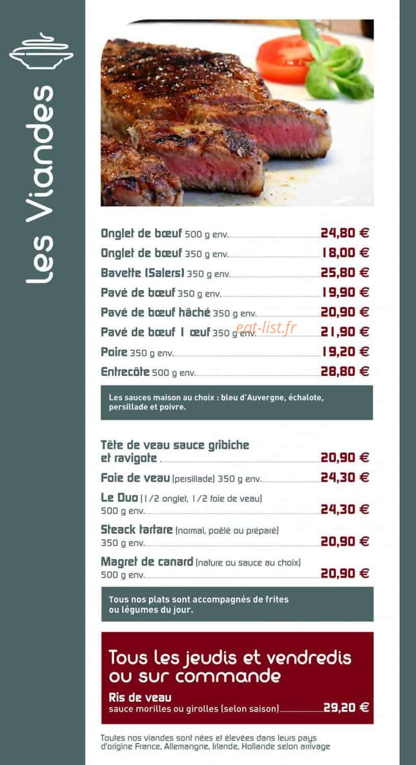 Au petit chabichou — carte page 1