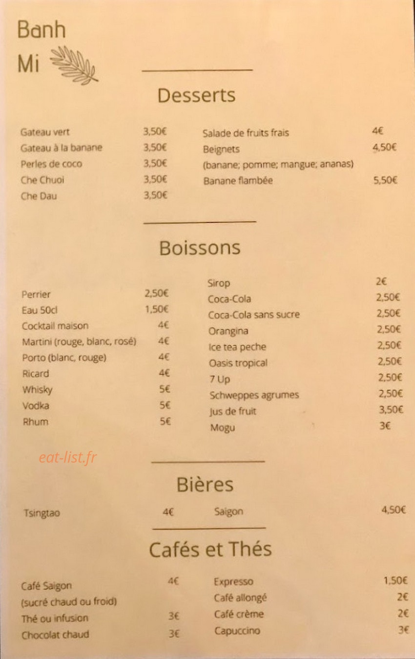 Bánh Mì — carte page 2