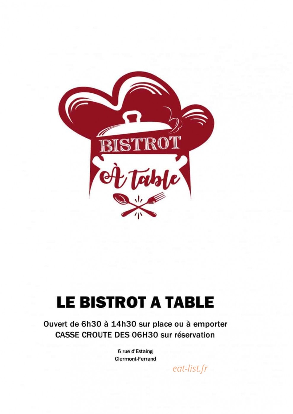 Bistrot à Table — carte page 1