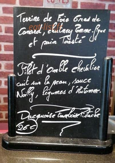 Bistrot Chauffour — carte page 1