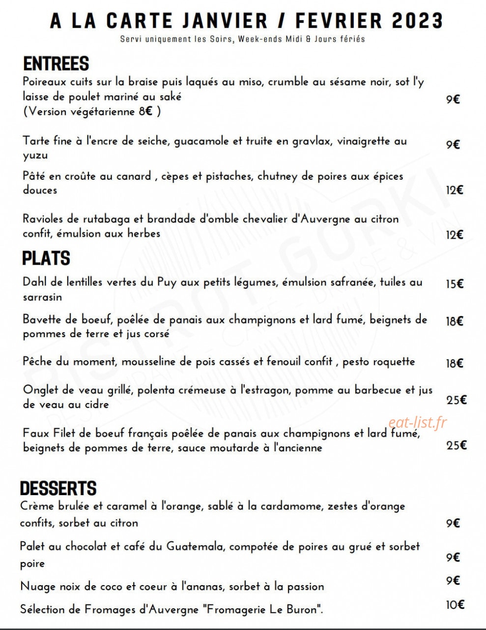Bistrot Gorki — carte page 3