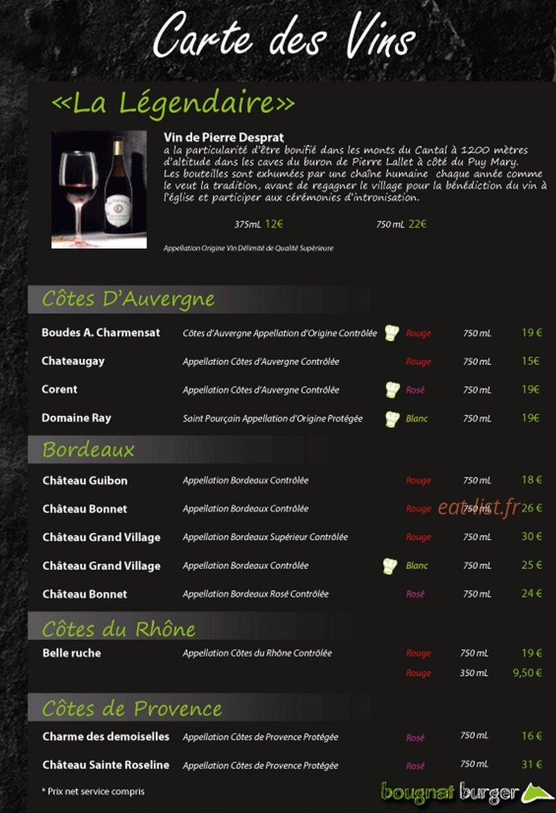 Bougnat burger — carte page 5