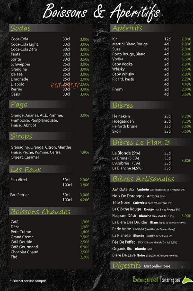 Bougnat burger — carte page 4