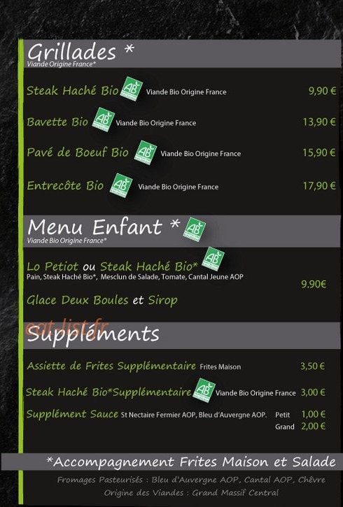 Bougnat burger — carte page 2