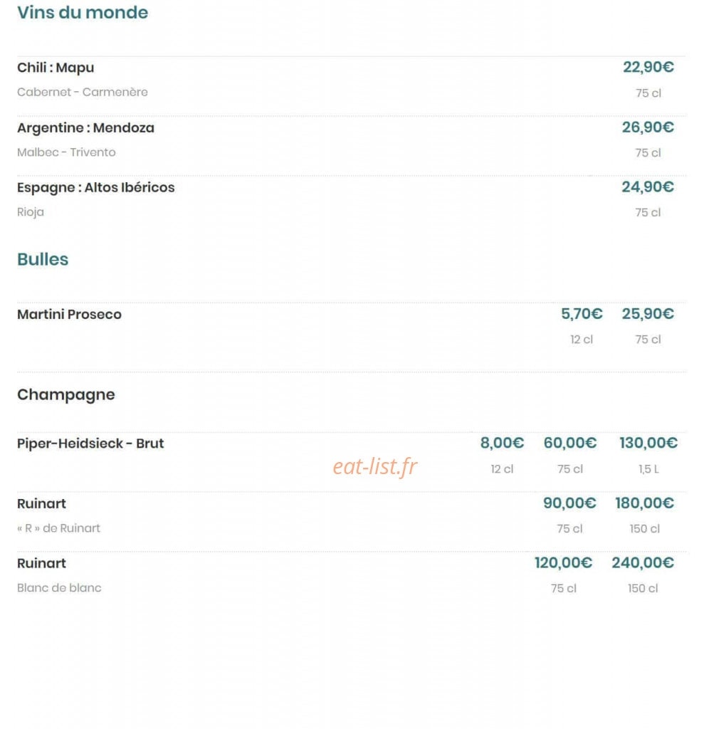 Brasserie Madeleine — carte page 20