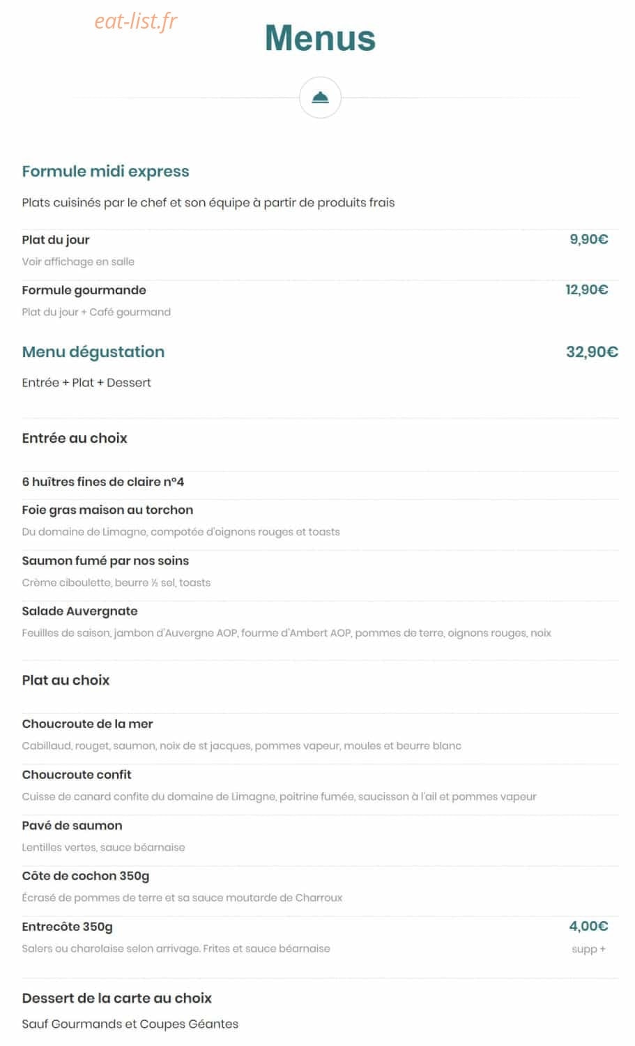 Brasserie Madeleine — carte page 14