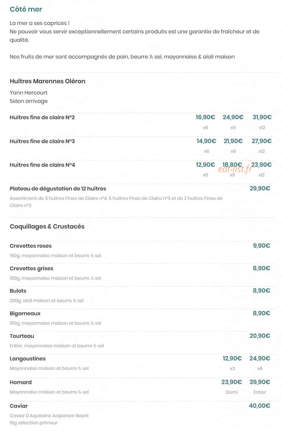 Brasserie Madeleine — carte page 6