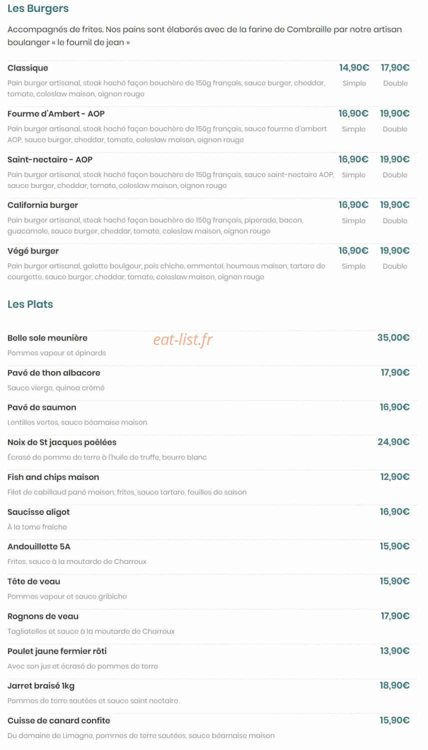 Brasserie Madeleine — carte page 24
