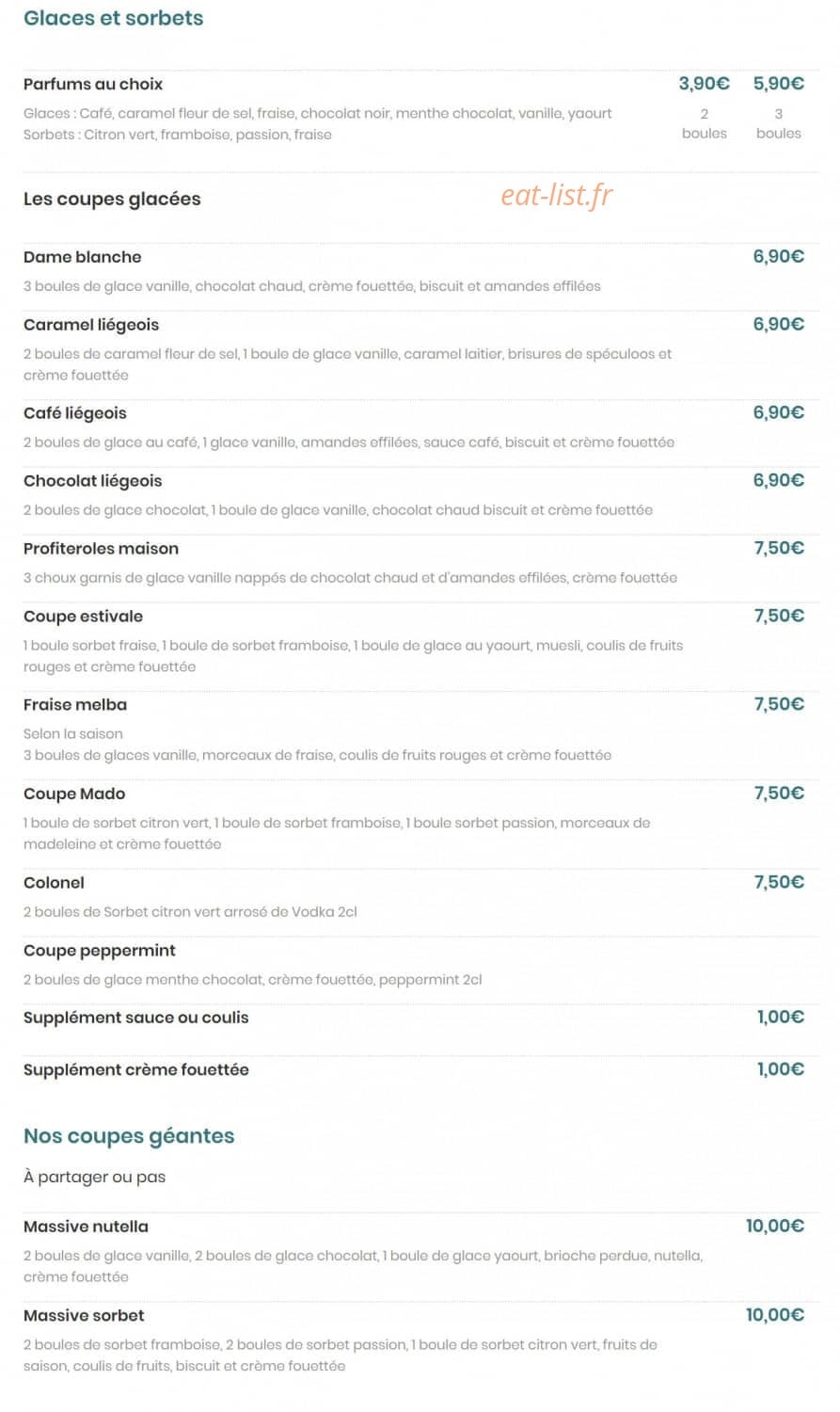 Brasserie Madeleine — carte page 13