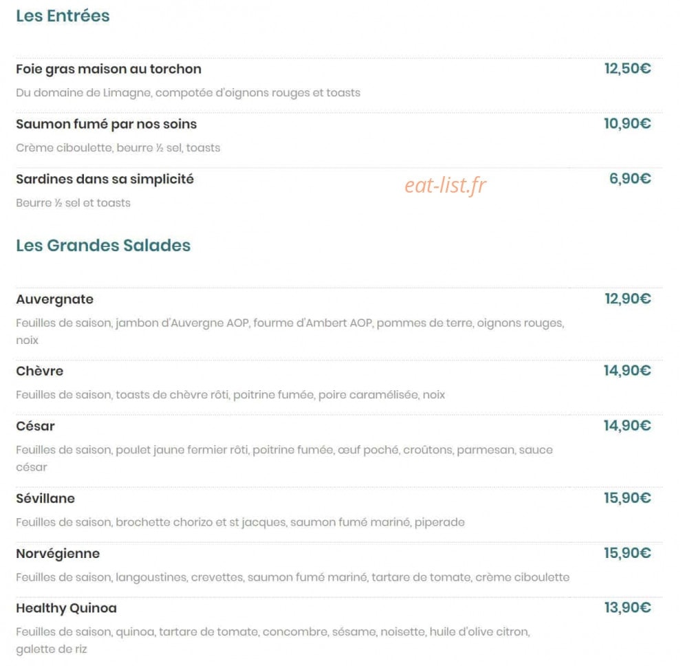 Brasserie Madeleine — carte page 23