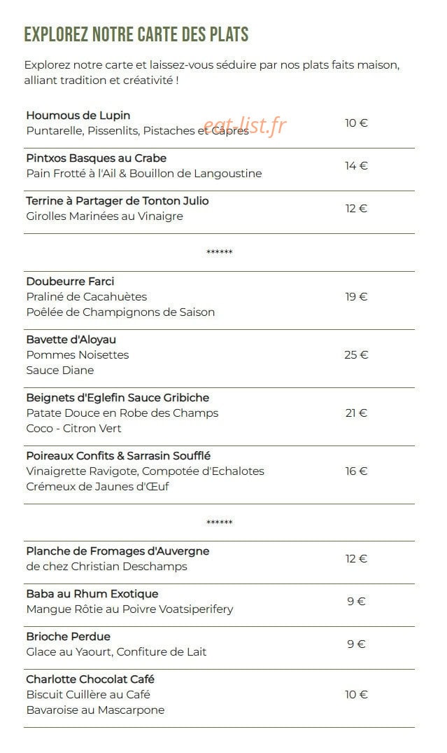 Café Charbon — carte page 1