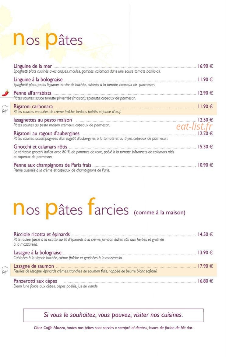 Caffe Mazzo — carte page 4