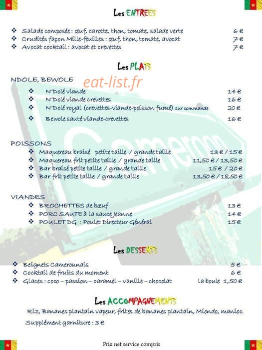 Chez Jeanne — carte page 1