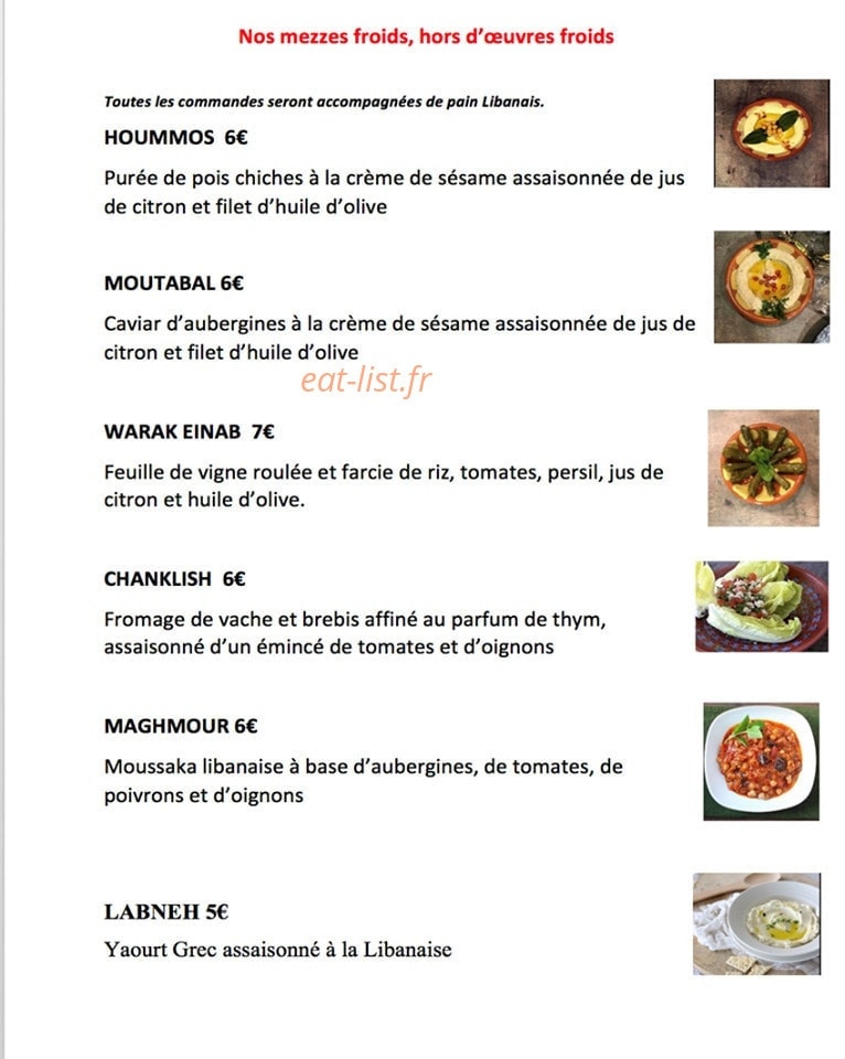Chez Yasmina — carte page 1