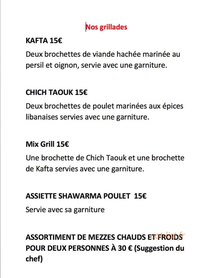 Chez Yasmina — carte page 3
