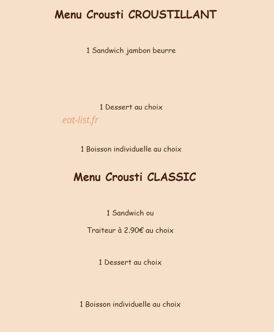 Crousti Pain — carte page 2
