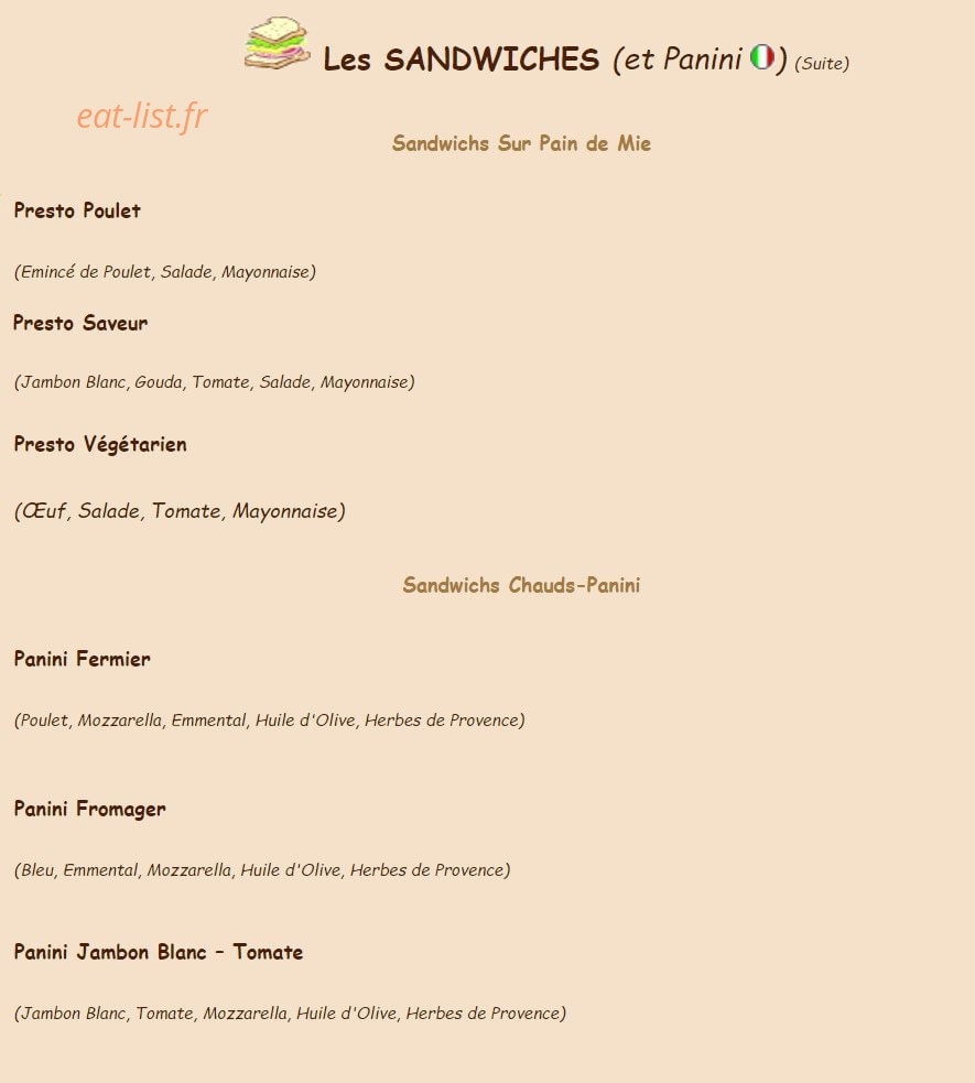 Crousti Pain — carte page 5