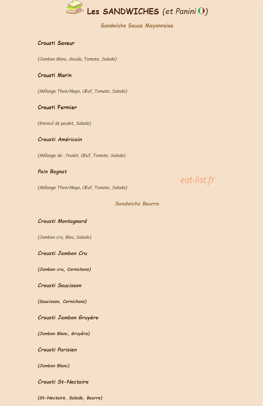 Crousti Pain — carte page 4