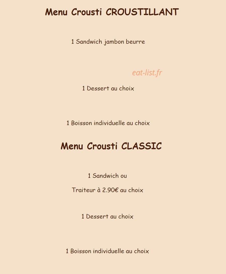 Crousti Pain — carte page 2