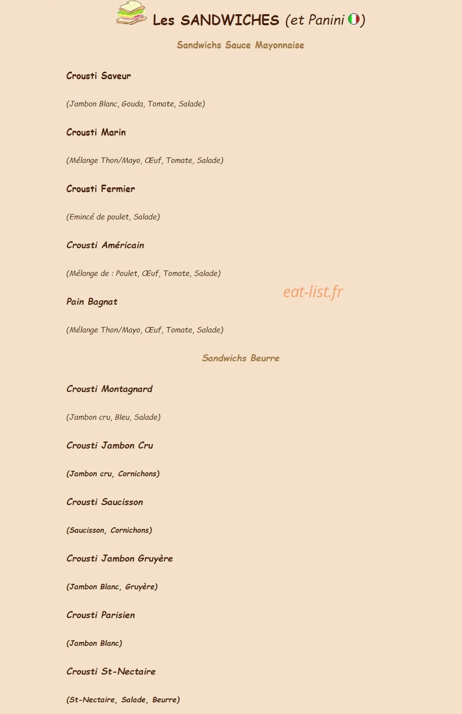 Crousti Pain — carte page 4
