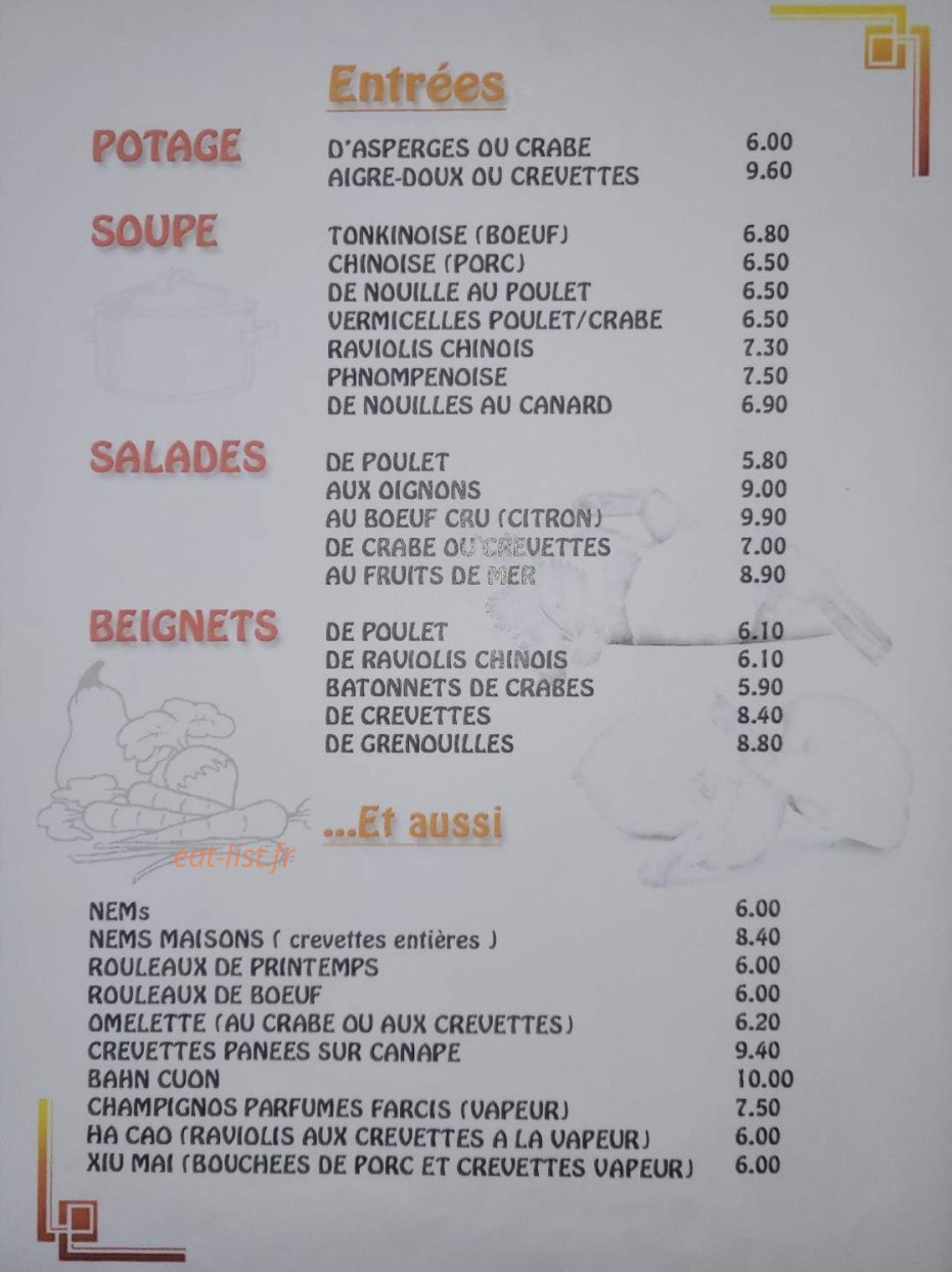 Délices d'Asie — carte page 1