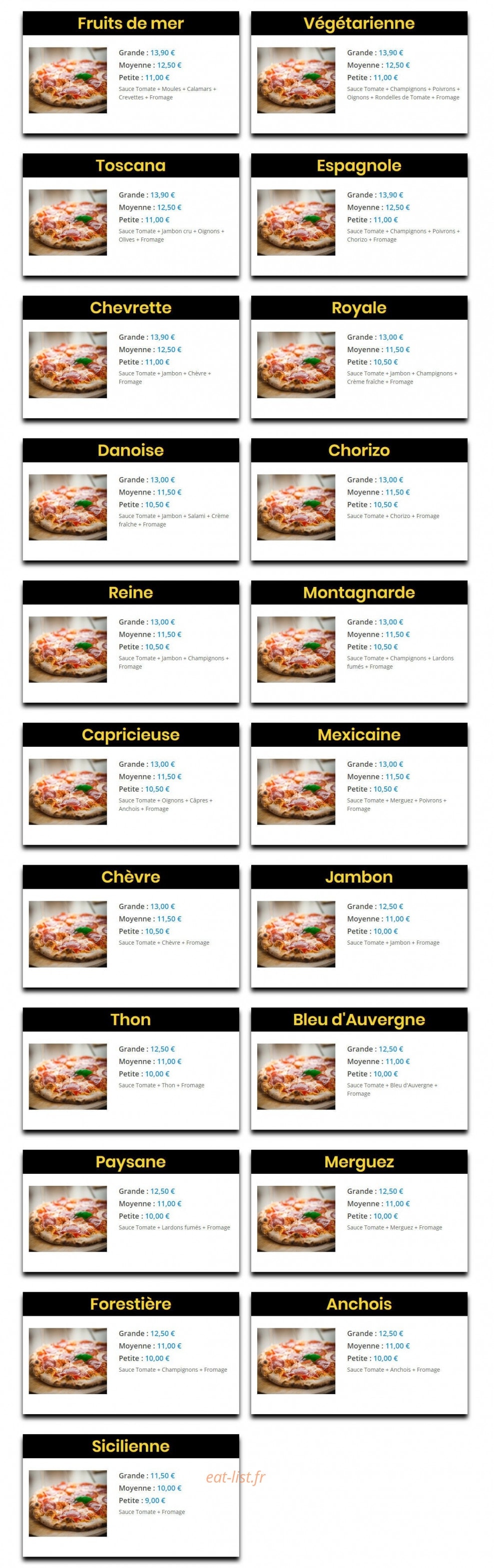 Euro Pizza — carte page 2