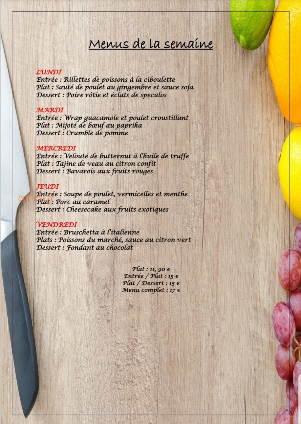 Flagrants Délices — carte page 1