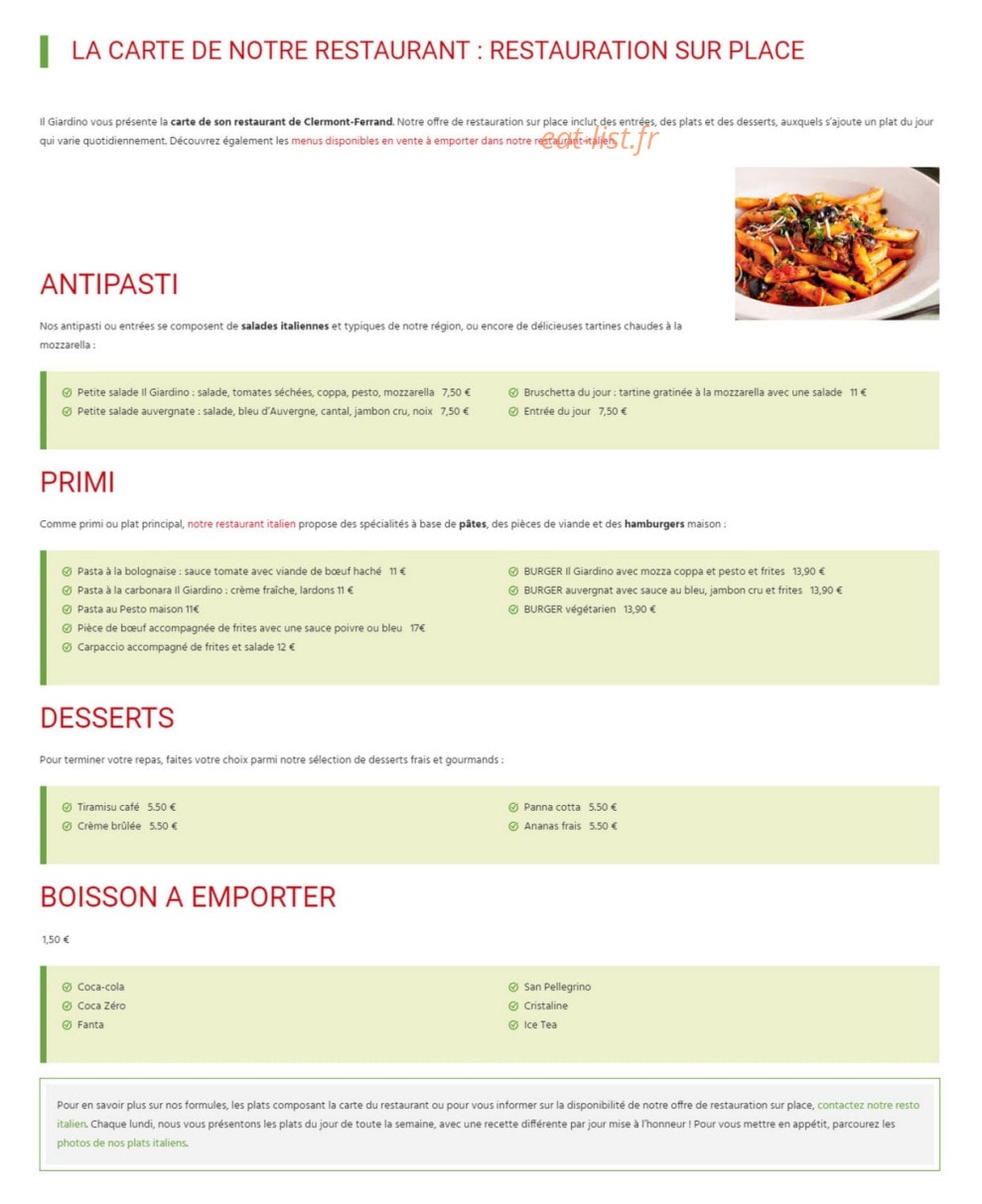 Il Giardino — carte page 1