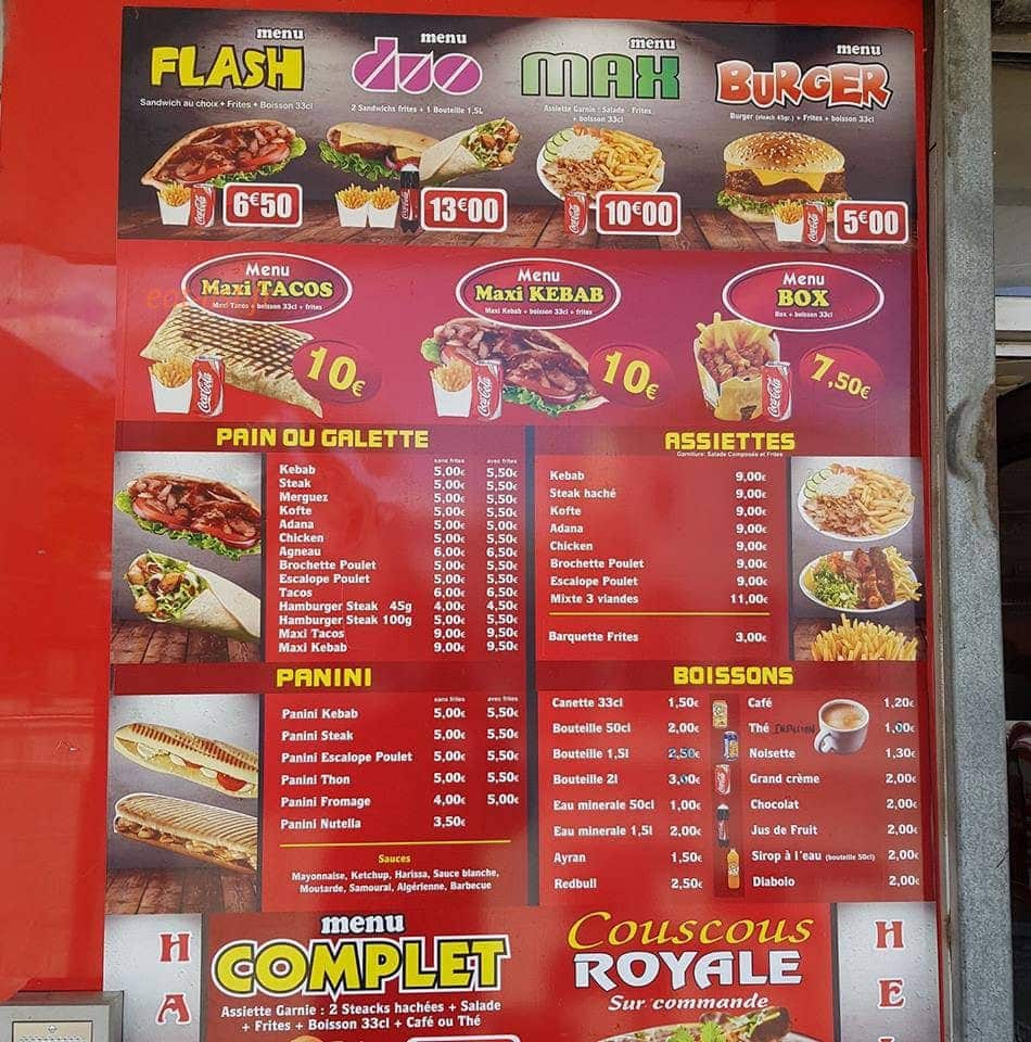 Kebab de la Gare — carte page 1