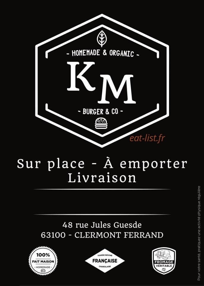 KM Burger — carte page 1