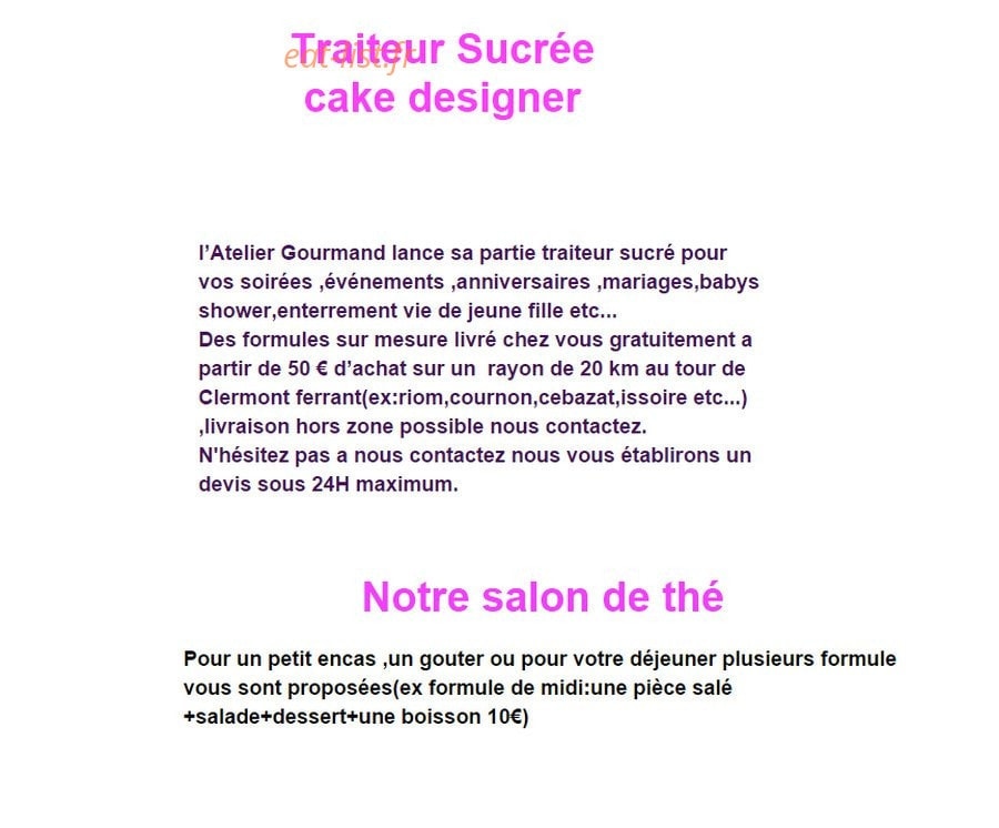 L'atelier gourmand — carte page 3