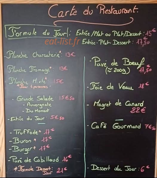 L'Auvergnat Resto Bistro — carte page 1