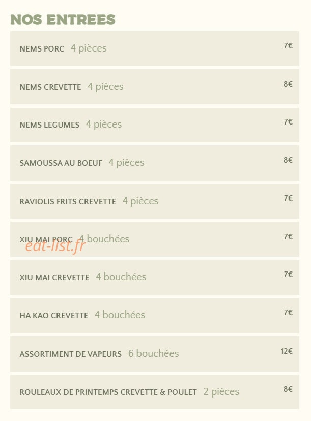 La Cuisine de Ba Noi — carte page 1