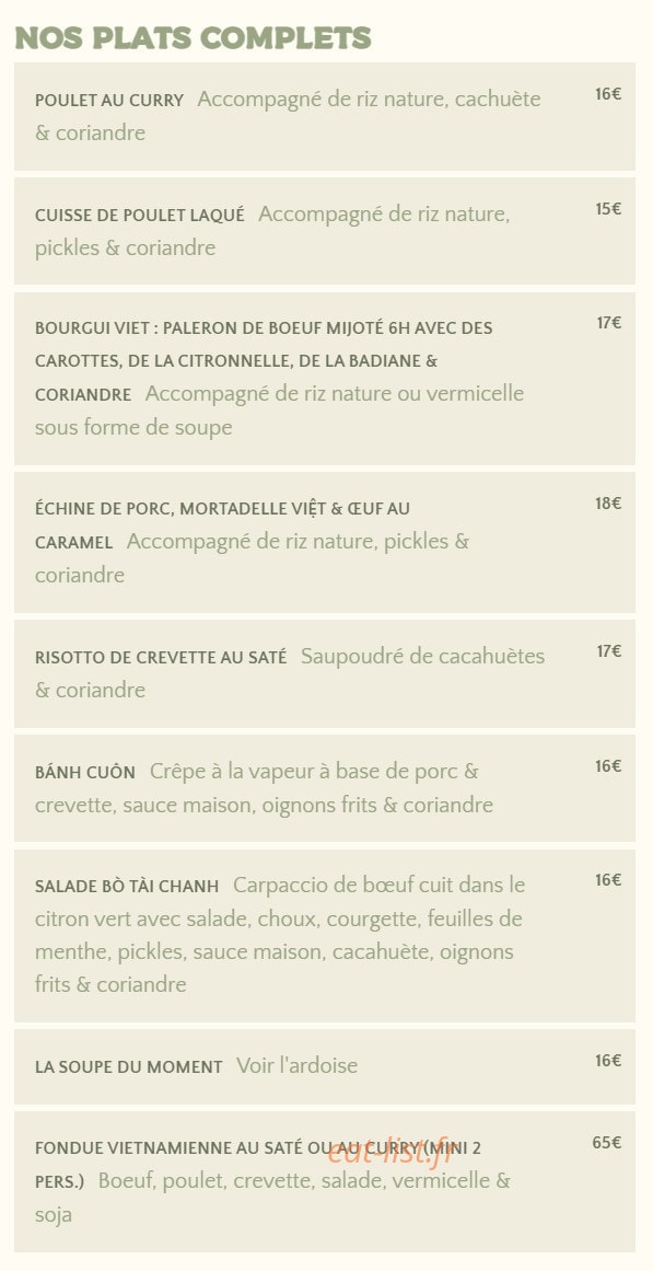 La Cuisine de Ba Noi — carte page 2