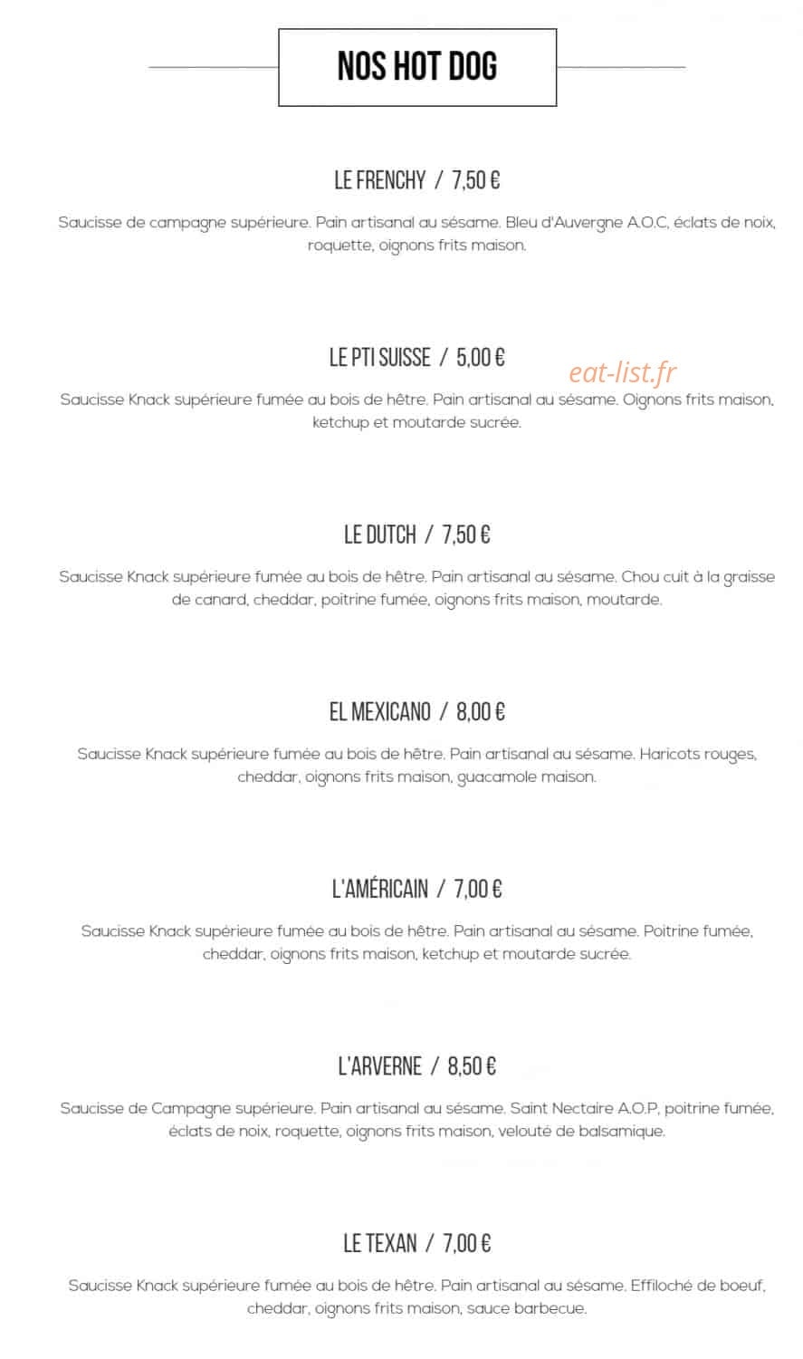 La Fabrique du Hot Dog — carte page 2