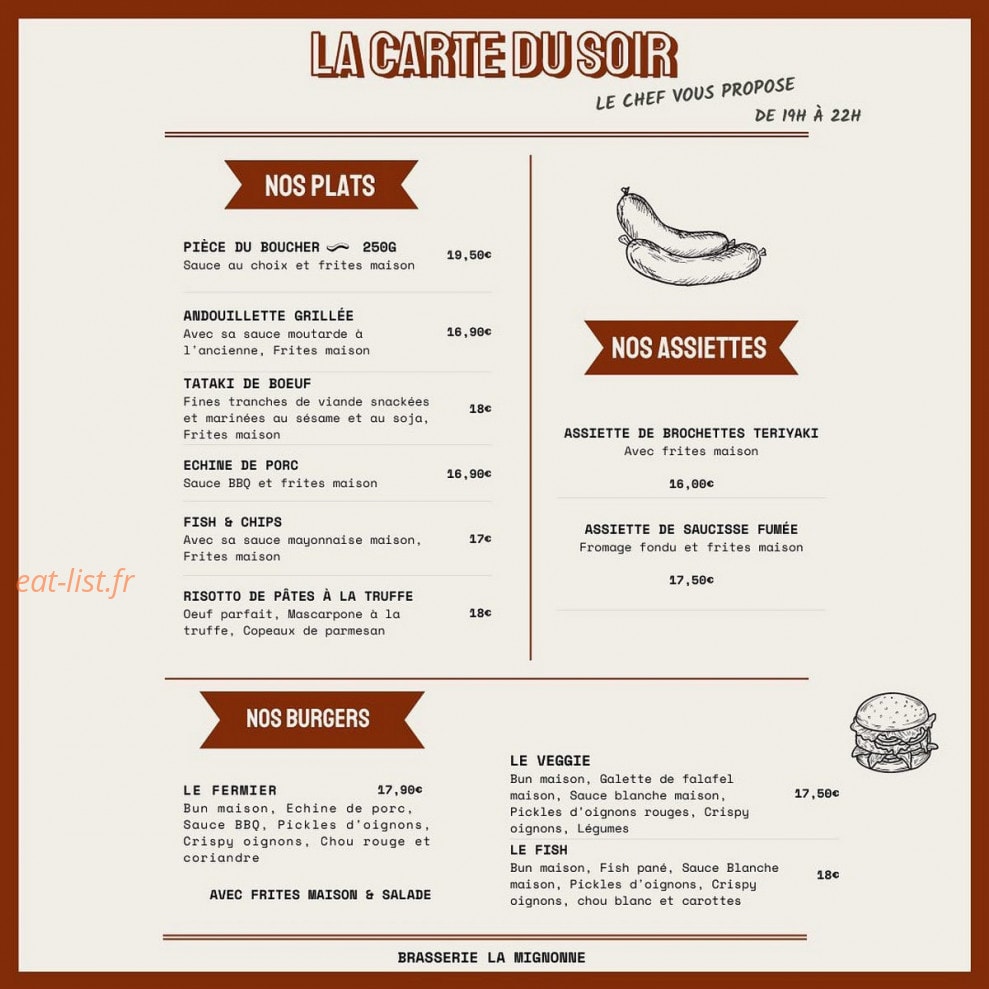 La Mignonne — carte page 1