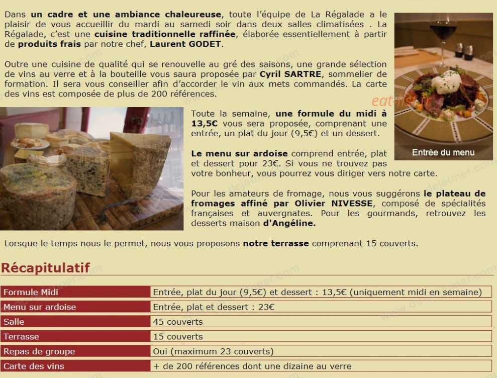 La Regalade — carte page 1