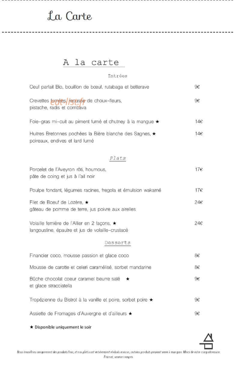 Le Bistrot d'à Côté — carte page 2